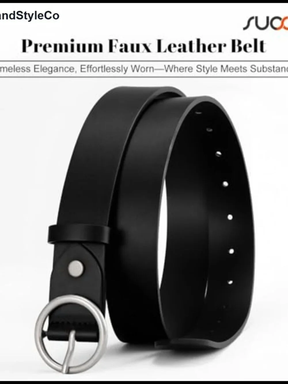 Genuine Leather Belt for Women with Classic Round Buckle